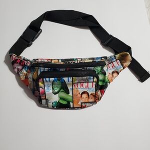 Stylish Multicolor Magazine Print Belt Bag